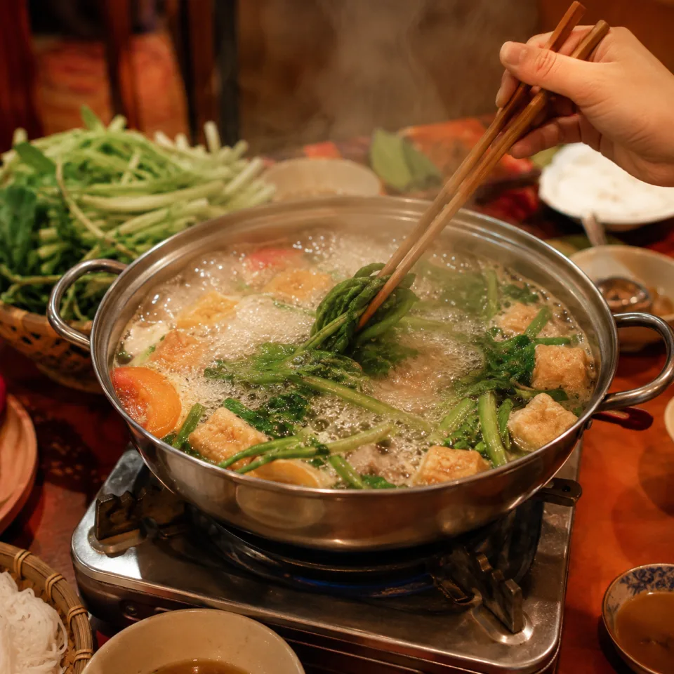 Món ăn nấu tại chỗ, dọn nóng